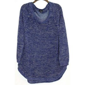 Torrid Plus Women's Open Knitted Sweater sz 3 Blue Long Sleeve High Low Winter